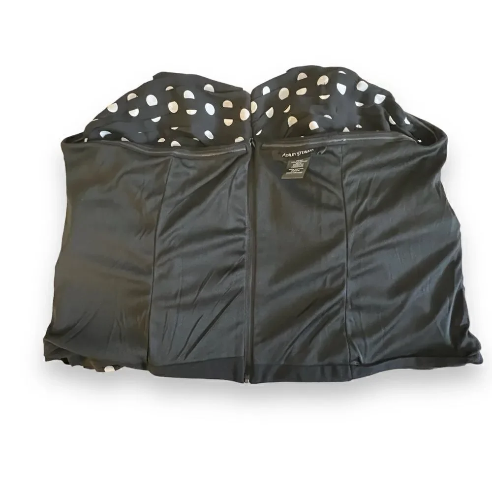 Ashley Stewart Ruched Polka Dot Bustier, Size 22/24 Black/White